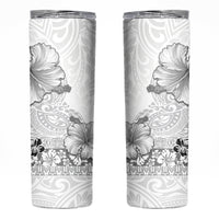 Hawaii Hibiscus With White Polynesian Pattern Skinny Tumbler