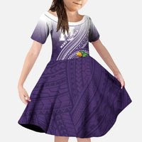 Personalized Manua High School Family Matching Short Sleeve Bodycon Dress and Hawaiian Shirt Polynesian Tribal Pattern LT05 Daughter's Dress Purple - Polynesian Pride