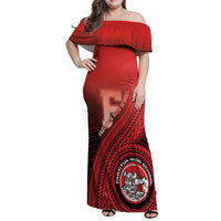 Personalized Fagaitua High School Family Matching Off Shoulder Maxi Dress and Hawaiian Shirt Polynesian Tribal Pattern LT05 Mom's Dress Red - Polynesian Pride
