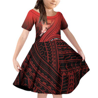 Personalized Fagaitua High School Family Matching Off Shoulder Short Dress and Hawaiian Shirt Polynesian Tribal Pattern LT05 Daughter's Dress Red - Polynesian Pride
