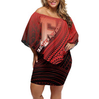 Personalized Fagaitua High School Family Matching Off Shoulder Short Dress and Hawaiian Shirt Polynesian Tribal Pattern LT05 Mom's Dress Red - Polynesian Pride