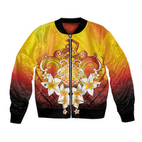 Tahiti Heiva Festival Bomber Jacket Tahitian Vahine Plumeria Flowers LT05 Unisex Yellow - Polynesian Pride