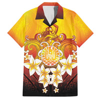 Tahiti Heiva Festival Family Matching Short Sleeve Bodycon Dress and Hawaiian Shirt Tahitian Vahine Plumeria Flowers LT05 Dad's Shirt - Short Sleeve Yellow - Polynesian Pride