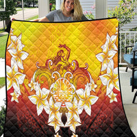 Tahiti Heiva Festival Quilt Tahitian Vahine Plumeria Flowers LT05 Yellow - Polynesian Pride