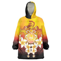 Tahiti Heiva Festival Wearable Blanket Hoodie Tahitian Vahine Plumeria Flowers LT05 One Size Yellow - Polynesian Pride