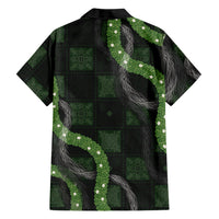 Hawaiian Quilt Family Matching Off Shoulder Short Dress and Hawaiian Shirt Pele Hair Hinahina Lei Black Version LT05 - Polynesian Pride