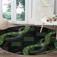 Hawaiian Quilt Round Carpet Pele Hair Hinahina Lei Black Version