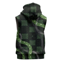 Hawaiian Quilt Sleeveless Zip Hoodie Pele Hair Hinahina Lei Black Version