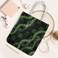 Hawaiian Quilt Tote Bag Pele Hair Hinahina Lei Black Version