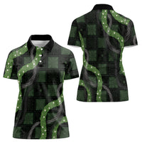 Hawaiian Quilt Women Polo Shirt Pele Hair Hinahina Lei Black Version LT05 - Polynesian Pride