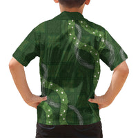 Hawaiian Quilt Family Matching Off Shoulder Maxi Dress and Hawaiian Shirt Pele Hair Hinahina Lei Green Version LT05 - Polynesian Pride