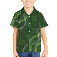 Hawaiian Quilt Family Matching Short Sleeve Bodycon Dress and Hawaiian Shirt Pele Hair Hinahina Lei Green Version LT05 Son's Shirt Green - Polynesian Pride