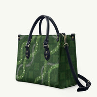 Hawaiian Quilt Leather Bag Pele Hair Hinahina Lei Green Version