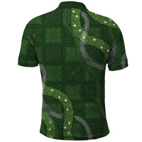 Hawaiian Quilt Polo Shirt Pele Hair Hinahina Lei Green Version