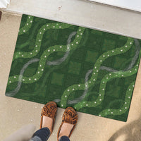 Hawaiian Quilt Rubber Doormat Pele Hair Hinahina Lei Green Version