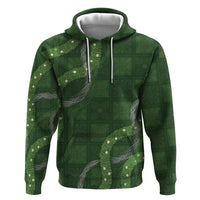 Hawaiian Quilt Zip Hoodie Pele Hair Hinahina Lei Green Version