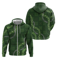 Hawaiian Quilt Zip Hoodie Pele Hair Hinahina Lei Green Version