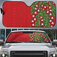 Tonga Language Week Auto Sun Shade Heilala Floral Red LT05 Red - Polynesian Pride