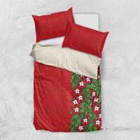 Tonga Language Week Bedding Set Heilala Floral Red LT05 US Twin 172cm x 218cm Red - Polynesian Pride