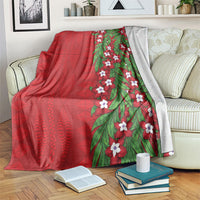 Tonga Language Week Blanket Heilala Floral Red LT05 Red - Polynesian Pride