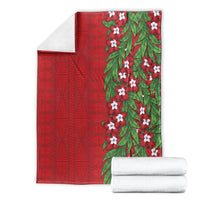 Tonga Language Week Blanket Heilala Floral Red LT05 - Polynesian Pride
