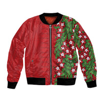 Tonga Language Week Bomber Jacket Heilala Floral Red LT05 Unisex Red - Polynesian Pride