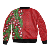 Tonga Language Week Bomber Jacket Heilala Floral Red LT05 - Polynesian Pride