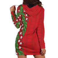 Tonga Language Week Hoodie Dress Heilala Floral Red LT05 - Polynesian Pride