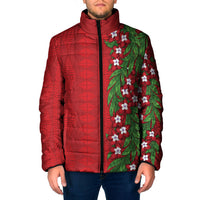Tonga Language Week Padded Jacket Heilala Floral Red LT05 Men Red - Polynesian Pride