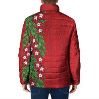 Tonga Language Week Padded Jacket Heilala Floral Red LT05 - Polynesian Pride