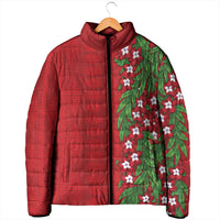 Tonga Language Week Padded Jacket Heilala Floral Red LT05 - Polynesian Pride