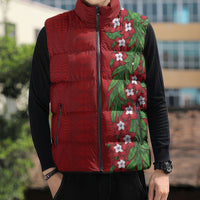Tonga Language Week Sleeveless Puffer Jacket Heilala Floral Red LT05 - Polynesian Pride