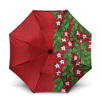Tonga Language Week Umbrella Heilala Floral Red LT05 One Size Folded 11.42 inch Opened Diameter 37.4 inch Red - Polynesian Pride