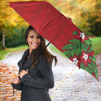 Tonga Language Week Umbrella Heilala Floral Red LT05 - Polynesian Pride