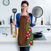 Tonga Language Week Apron Heilala Floral Brown LT05 - Polynesian Pride
