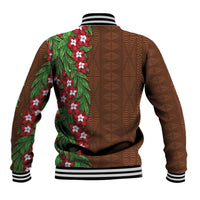 Tonga Language Week Baseball Jacket Heilala Floral Brown LT05 - Polynesian Pride