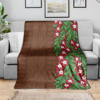 Tonga Language Week Blanket Heilala Floral Brown LT05 - Polynesian Pride