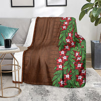 Tonga Language Week Blanket Heilala Floral Brown LT05 - Polynesian Pride