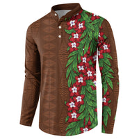 Tonga Language Week Button Sweatshirt Heilala Floral Brown LT05 - Polynesian Pride