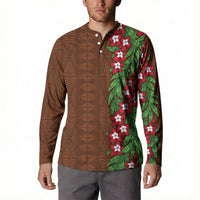 Tonga Language Week Button Sweatshirt Heilala Floral Brown LT05 - Polynesian Pride
