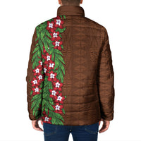 Tonga Language Week Padded Jacket Heilala Floral Brown LT05 - Polynesian Pride