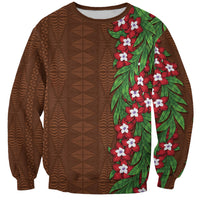 Tonga Language Week Sweatshirt Heilala Floral Brown LT05 Unisex Brown - Polynesian Pride