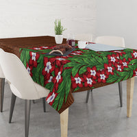 Tonga Language Week Tablecloth Heilala Floral Brown LT05 - Polynesian Pride