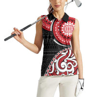 New Zealand Red Maori Koru Simple Style Women Sleeveless Polo Shirt LT05 - Polynesian Pride