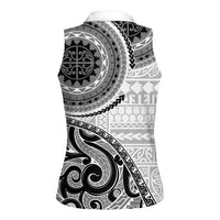 New Zealand White Maori Koru Simple Style Women Sleeveless Polo Shirt LT05 - Polynesian Pride