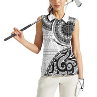 New Zealand White Maori Koru Simple Style Women Sleeveless Polo Shirt LT05 - Polynesian Pride