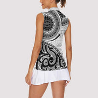 New Zealand White Maori Koru Simple Style Women Sleeveless Polo Shirt LT05 - Polynesian Pride