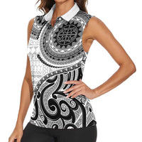 New Zealand White Maori Koru Simple Style Women Sleeveless Polo Shirt LT05 - Polynesian Pride