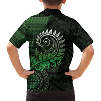 New Zealand Maori Koru Fern Family Matching Summer Maxi Dress and Hawaiian Shirt Spiral Polynesian Style Green LT05 - Polynesian Pride