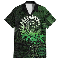 New Zealand Maori Koru Fern Family Matching Tank Maxi Dress and Hawaiian Shirt Spiral Polynesian Style Green LT05 Dad's Shirt - Short Sleeve Green - Polynesian Pride